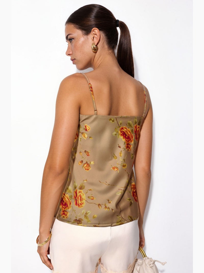 Camisola de cetim floral hiccup Bege natural - Kiabi