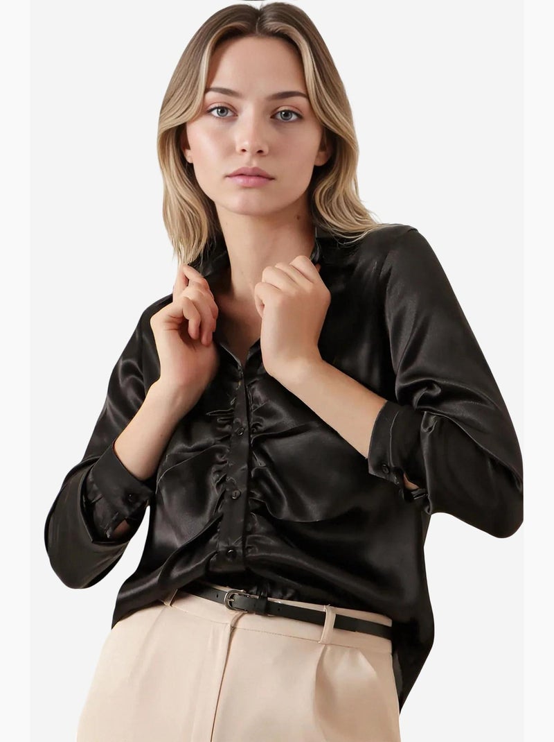 Camisola de cetim franzida bdart Preto - Kiabi