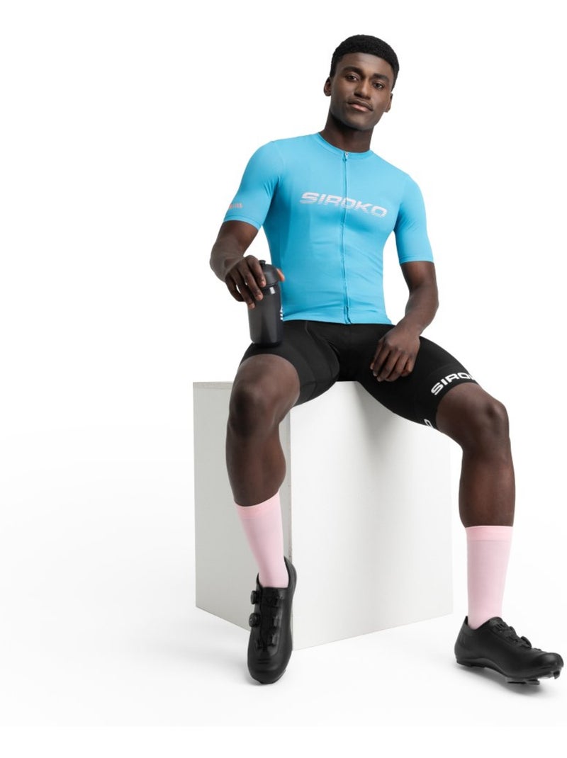 Camisola de ciclismo em malha de manga curta para homem Azul claro - Kiabi