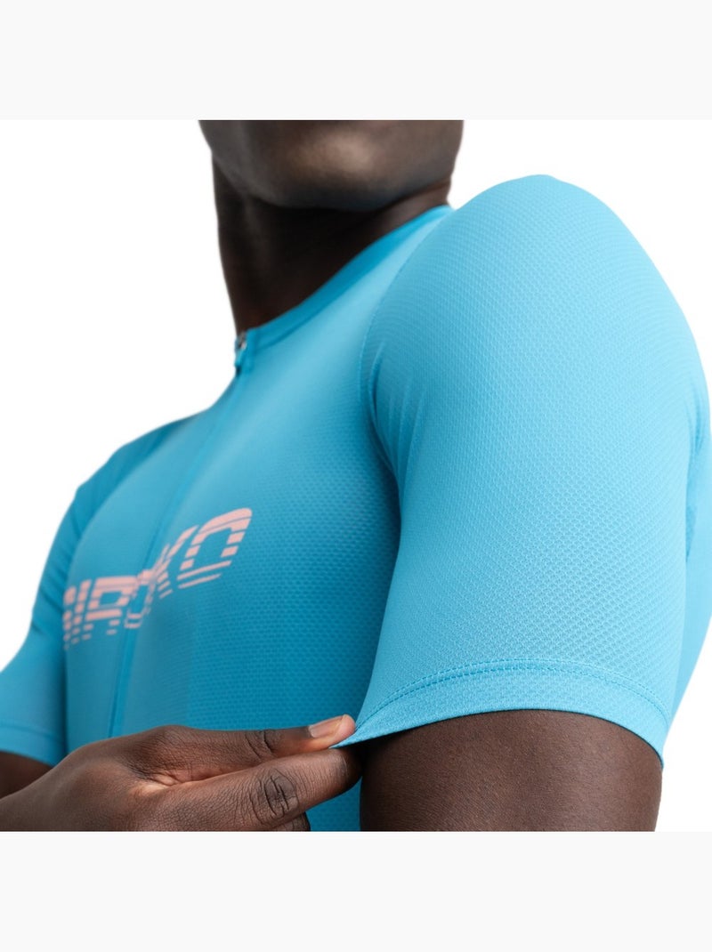 Camisola de ciclismo em malha de manga curta para homem Azul claro - Kiabi