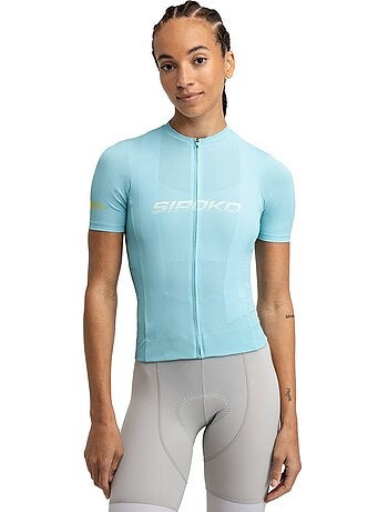 Camisola de ciclismo em malha de manga curta para mulher