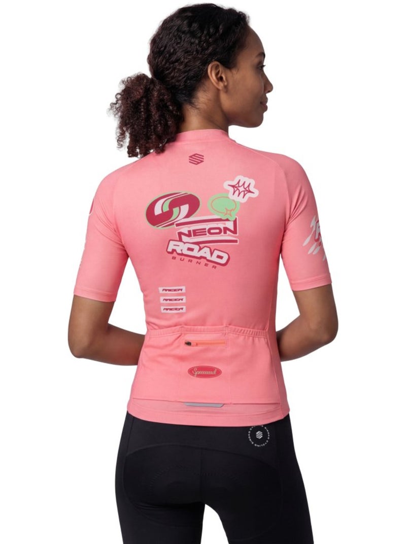 Camisola de ciclismo em malha de manga curta para mulher Coral - Kiabi