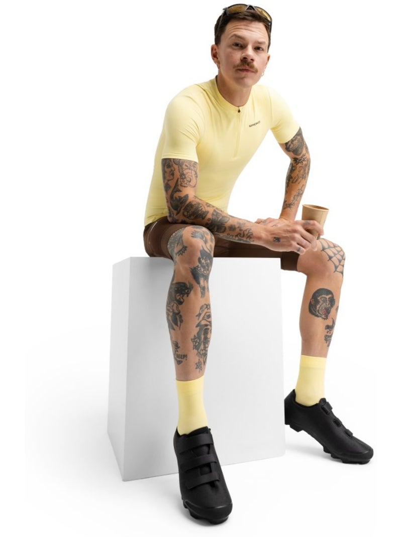 Camisola de ciclismo gravel de meio fecho zipper para homem Amarelo - Kiabi