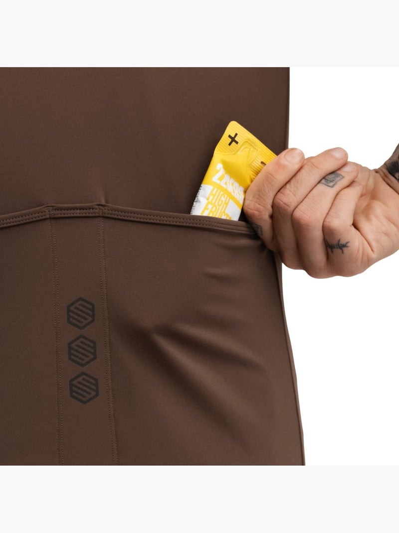 Camisola de ciclismo gravel de meio fecho zipper para homem Castanho - Kiabi