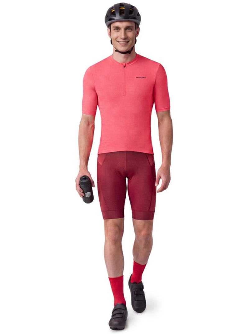 Camisola de ciclismo gravel de meio fecho zipper para homem Vermelho - Kiabi