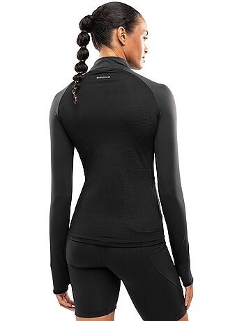 Camisola de corrida com meio fecho para mulher