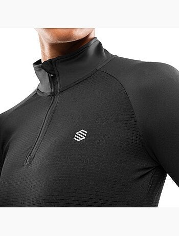 Camisola de corrida com meio fecho para mulher