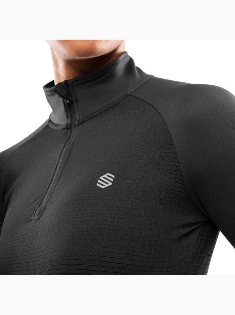 Camisola de corrida com meio fecho para mulher Preto - Kiabi