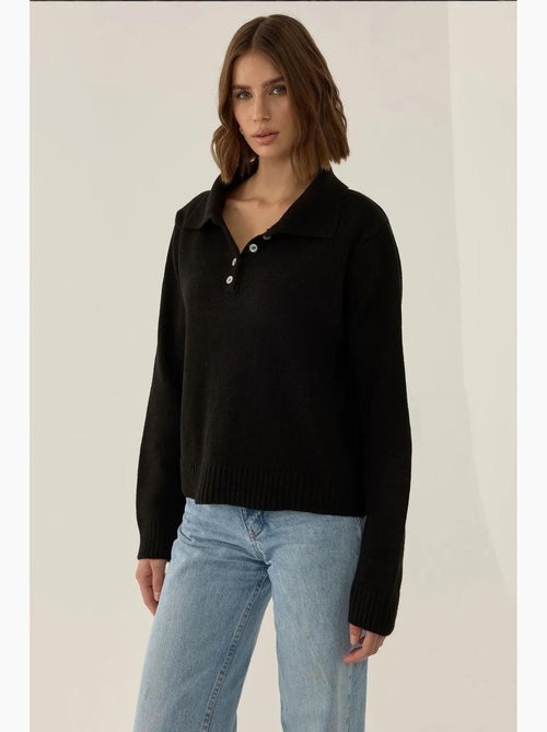 Camisola de corte descontraído com gola com botões hiccup - Kiabi Camisola de corte descontraído com gola com botões hiccup - Kiabi