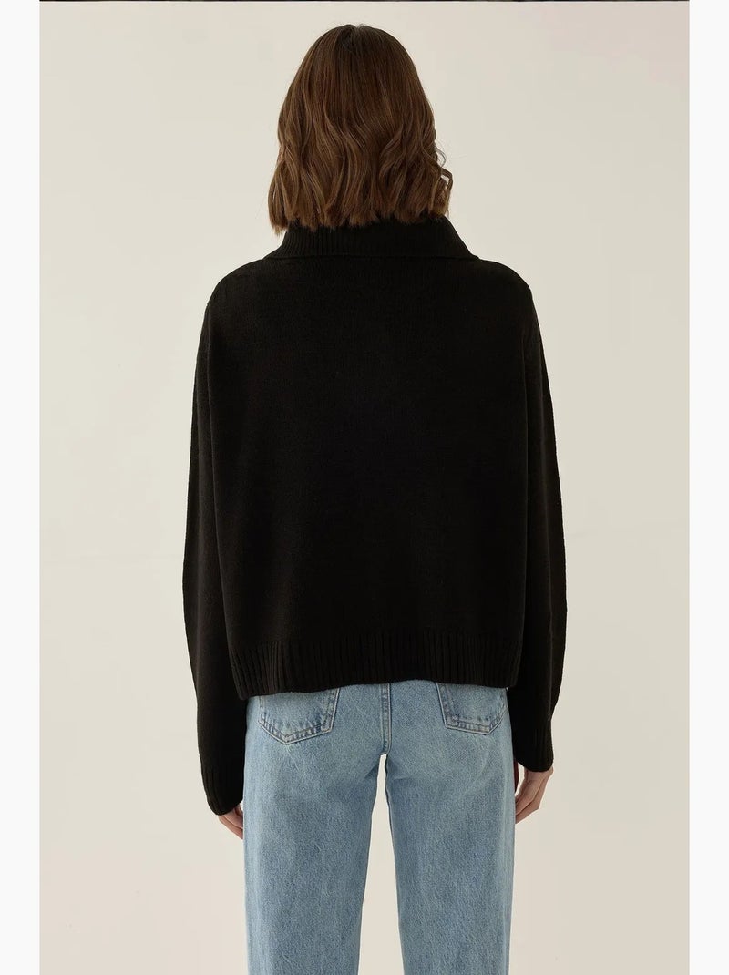 Camisola de corte descontraído com gola com botões hiccup Preto - Kiabi