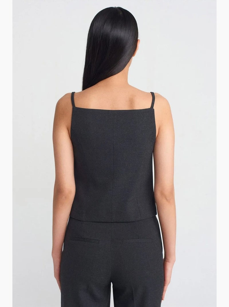 Camisola de crepe decote quadrado dilvin Preto - Kiabi