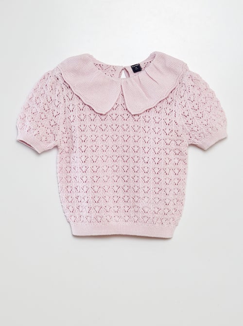 Camisola de croché com gola claudine - Kiabi