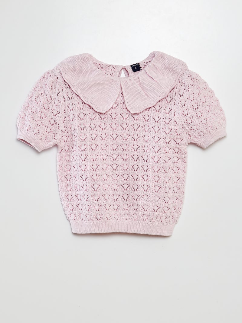 Camisola de croché com gola claudine ROSA - Kiabi