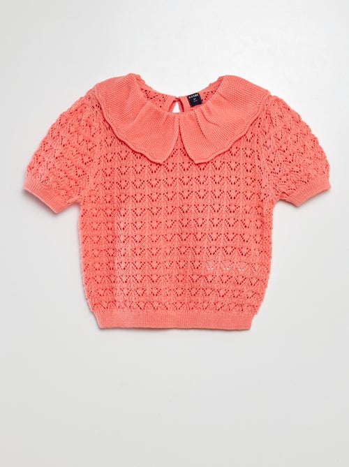 Camisola de croché com gola claudine - Kiabi