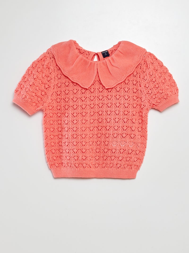 Camisola de croché com gola claudine ROSA - Kiabi