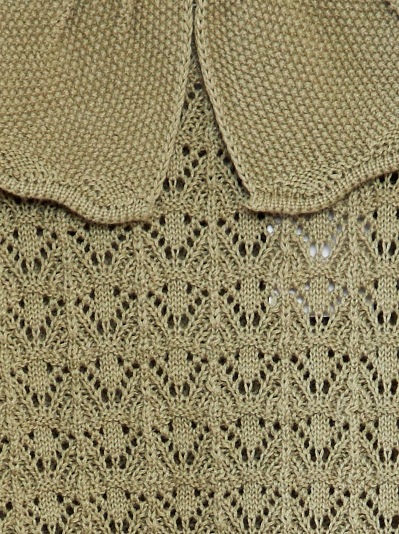 Camisola de croché com gola claudine VERDE - Kiabi