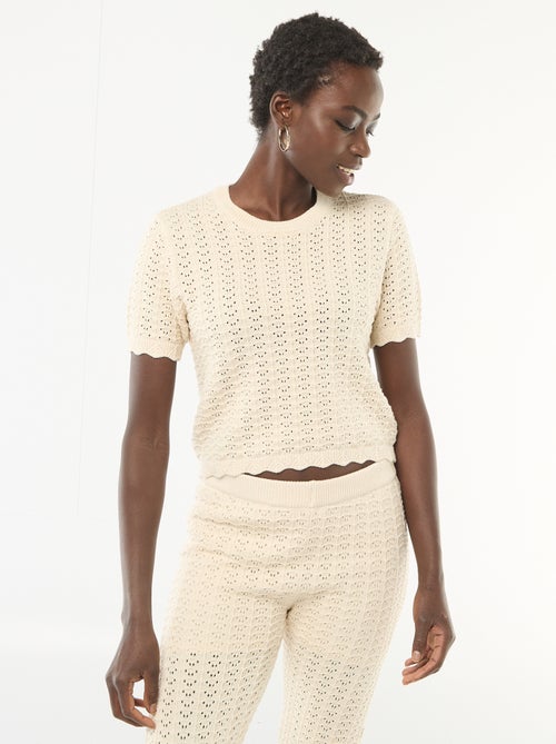 Camisola de croché com mangas curtas - Kiabi