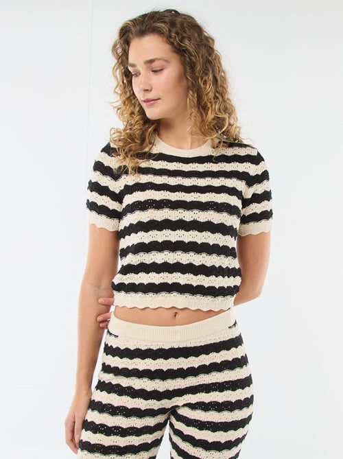 Camisola de croché com mangas curtas - Kiabi