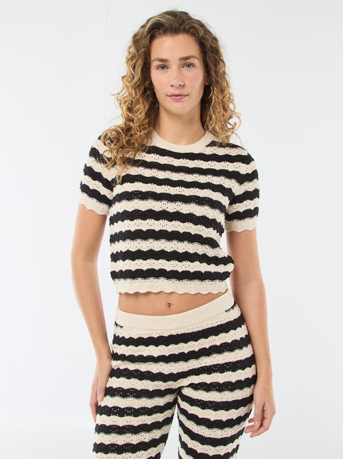 Camisola de croché com mangas curtas - Kiabi