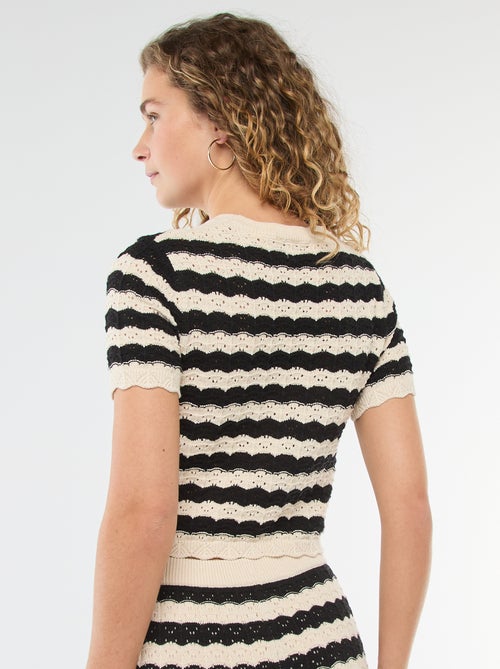 Camisola de croché com mangas curtas - Kiabi