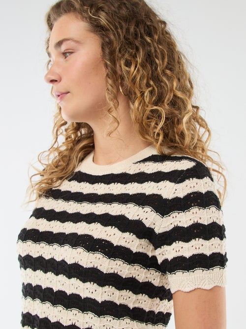 Camisola de croché com mangas curtas - Kiabi
