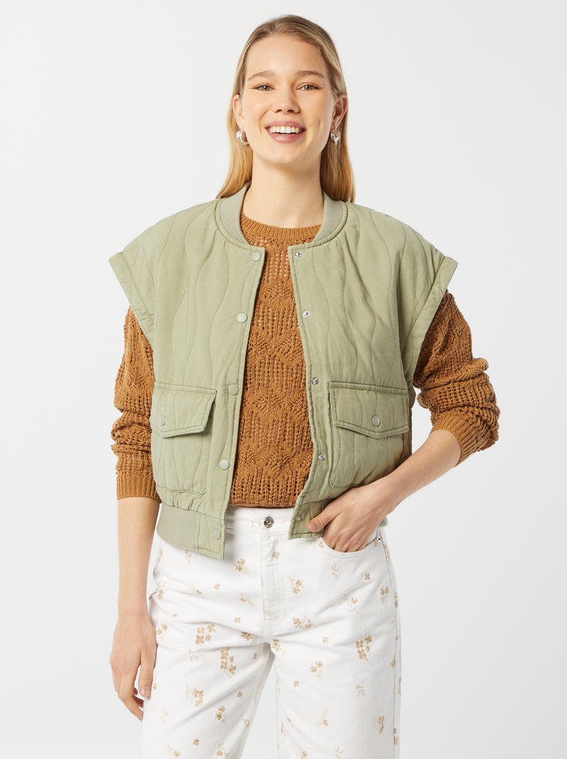 Camisola de croché de manga comprida BEGE - Kiabi