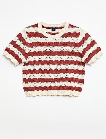 Camisola de croché de manga curta