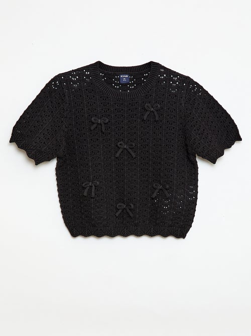 Camisola de croché de manga curta - Kiabi