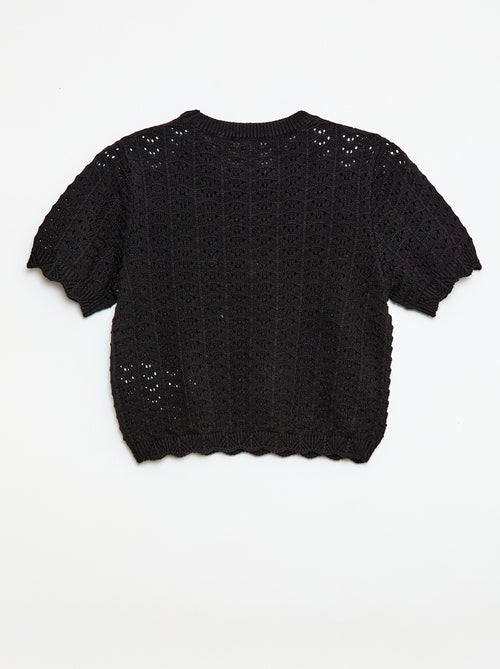 Camisola de croché de manga curta - Kiabi