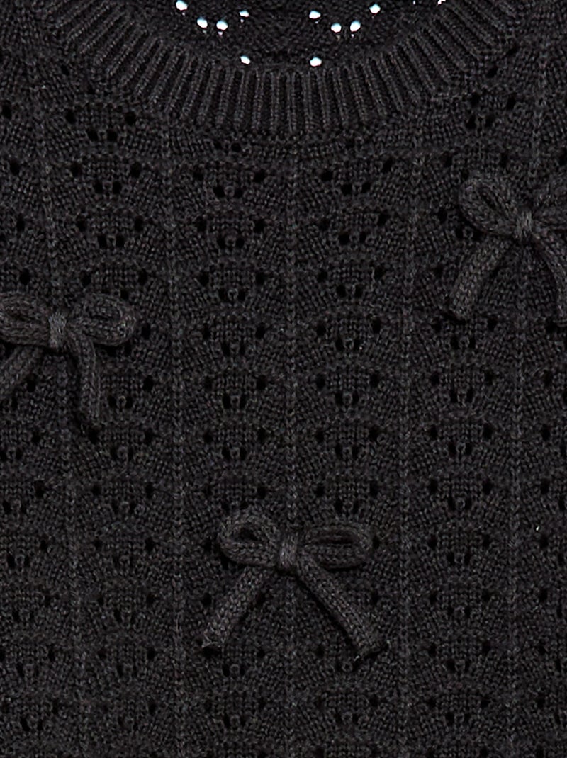 Camisola de croché de manga curta Preto - Kiabi