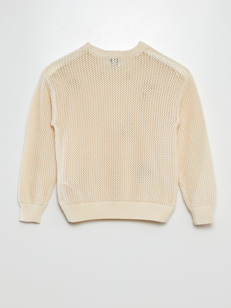 Camisola de croché 'flores' BRANCO - Kiabi