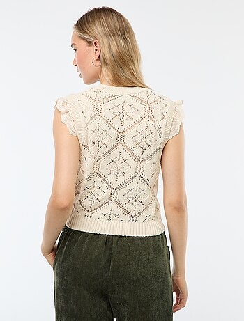 Camisola de croché sem mangas