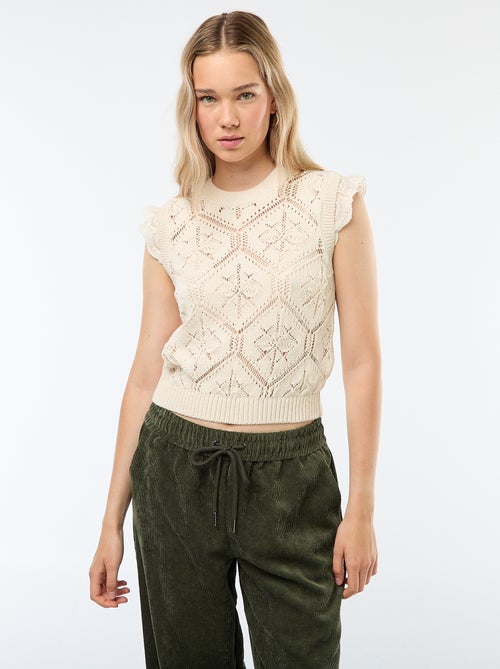 Camisola de croché sem mangas - Kiabi