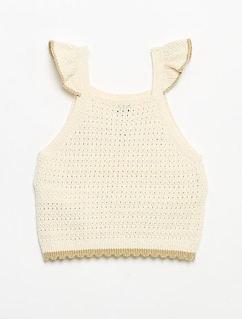 Camisola de croché sem mangas