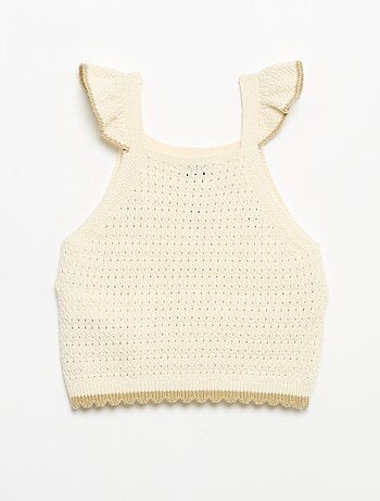Camisola de croché sem mangas