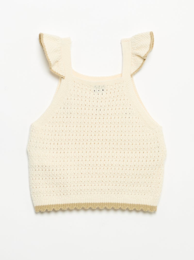Camisola de croché sem mangas Beige - Kiabi