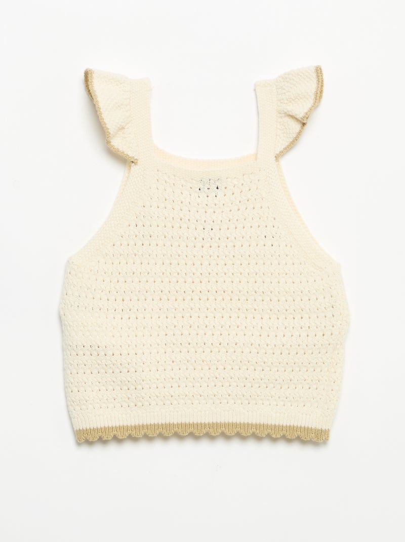 Camisola de croché sem mangas Beige - Kiabi