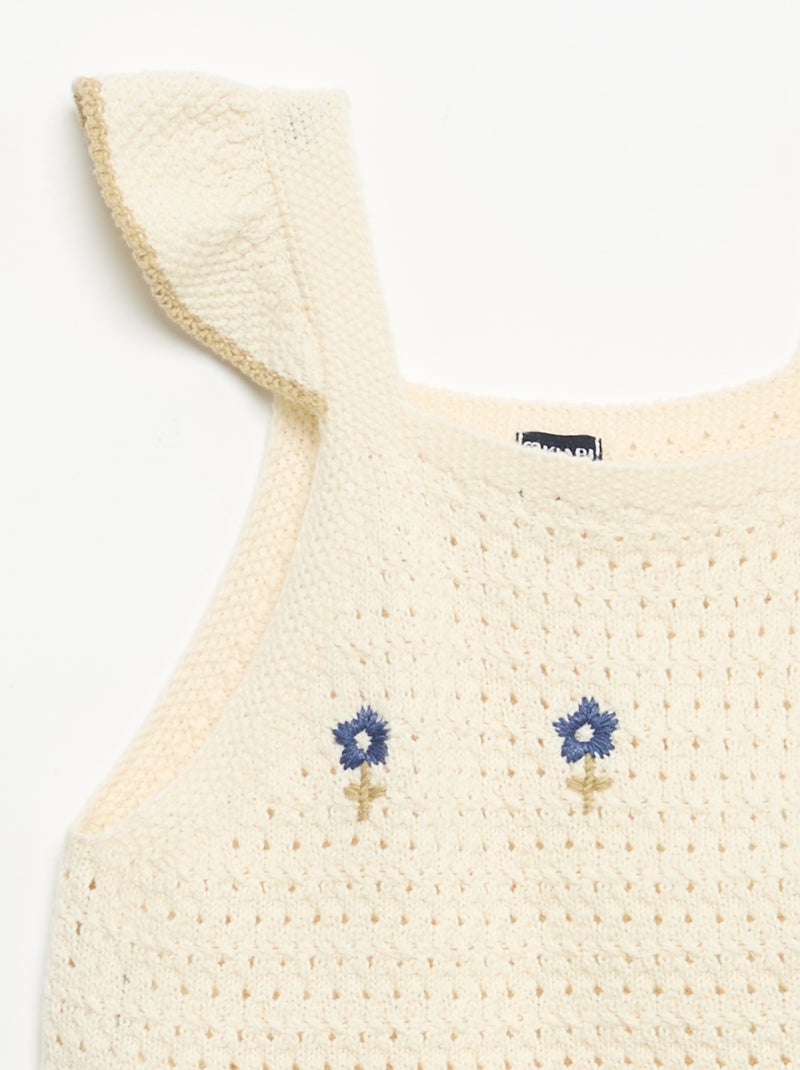 Camisola de croché sem mangas Beige - Kiabi