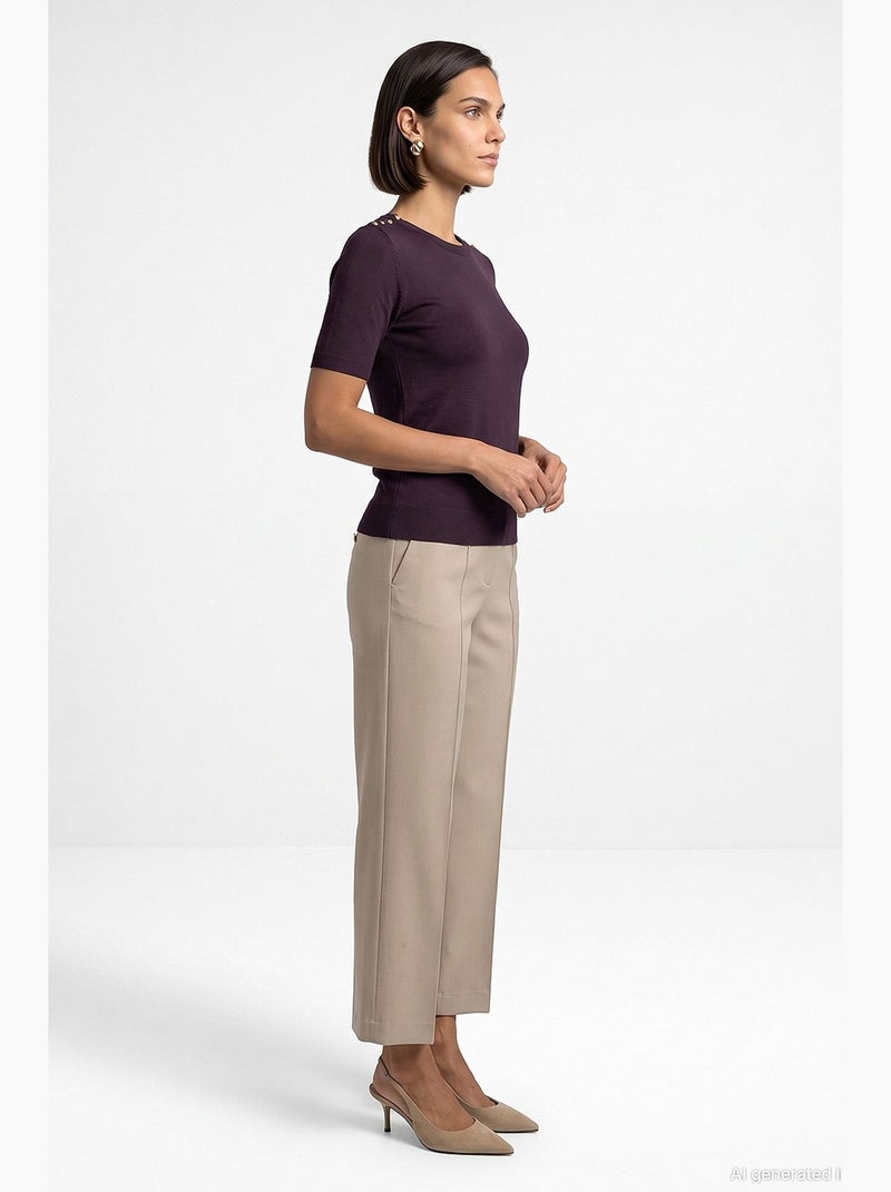 Camisola de decote redondo com botões dilvin Roxo - Kiabi