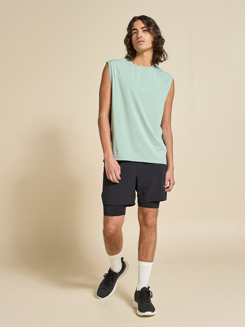 Camisola de desporto com mesh nas laterais - (ekstract) Verde - Kiabi