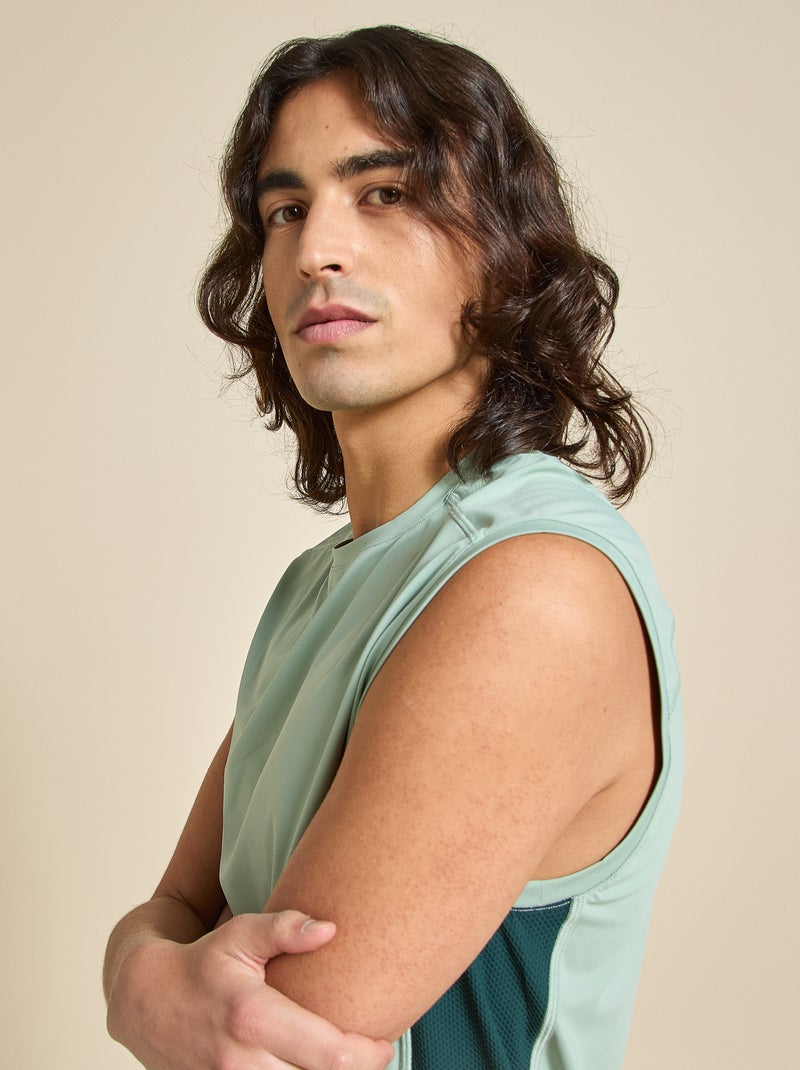 Camisola de desporto com mesh nas laterais - (ekstract) Verde - Kiabi