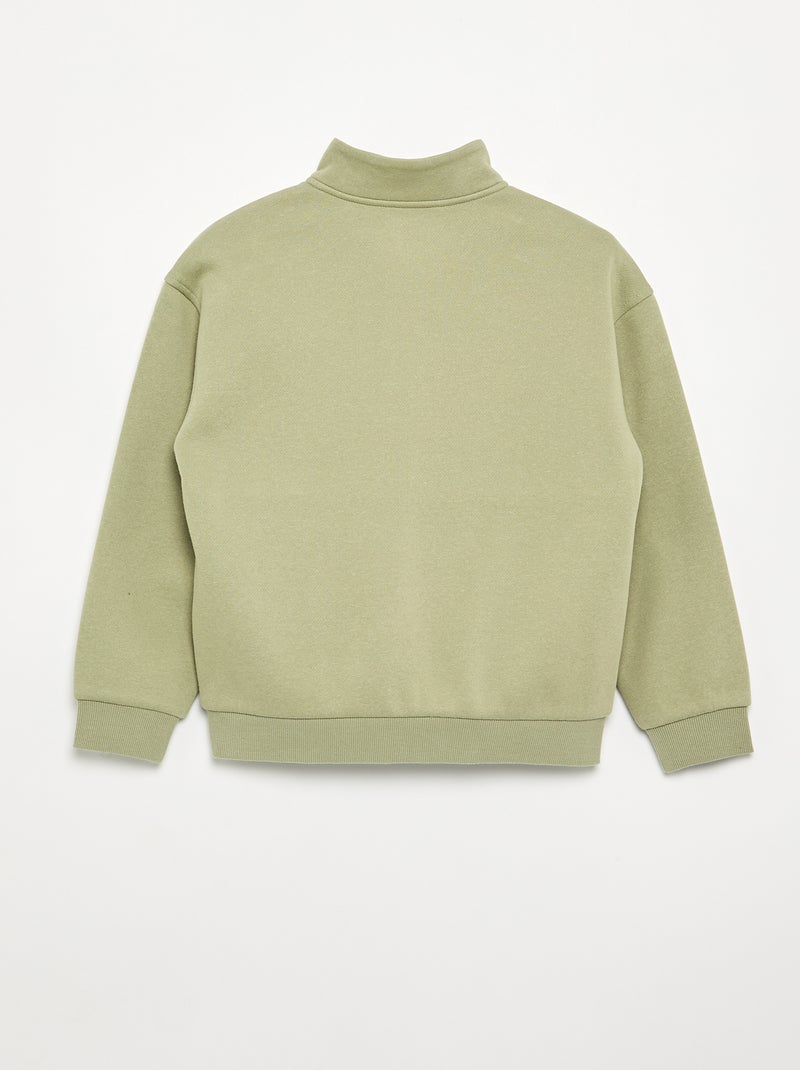 Camisola de felpo com gola de camionista Verde - Kiabi