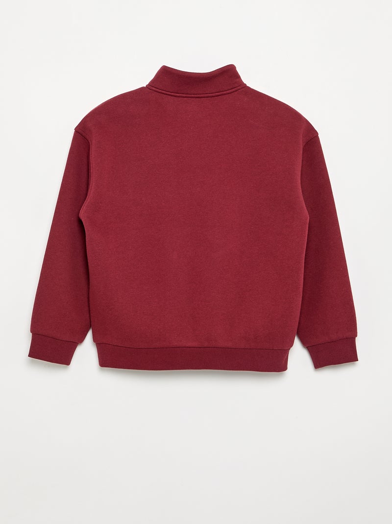 Camisola de felpo com gola de camionista Vermelho - Kiabi