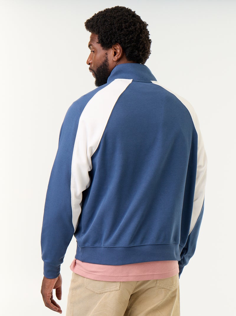 Camisola de French Terry com gola de camionista Azul - Kiabi