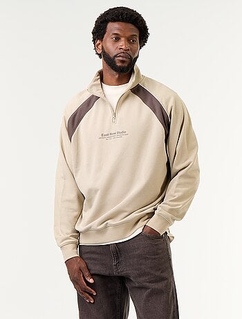 Camisola de French Terry com gola de camionista