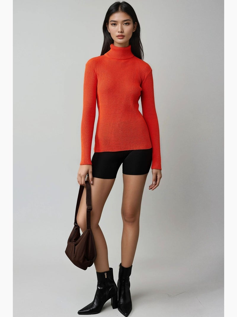 Camisola de gola alta ajustada e texturizada my fashion Vermelho tijolo - Kiabi