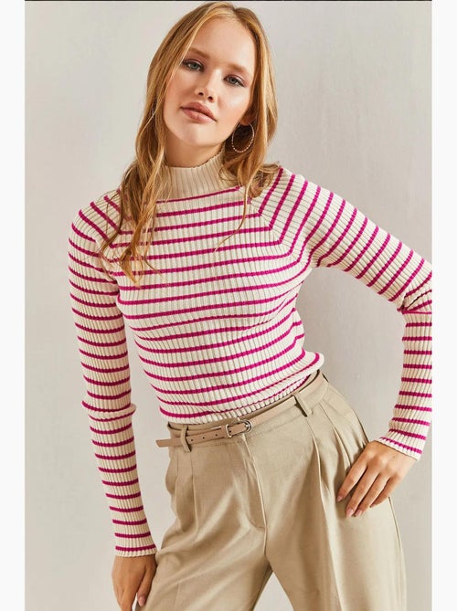 Camisola de gola alta às riscas lucci - Kiabi Camisola de gola alta às riscas lucci - Kiabi