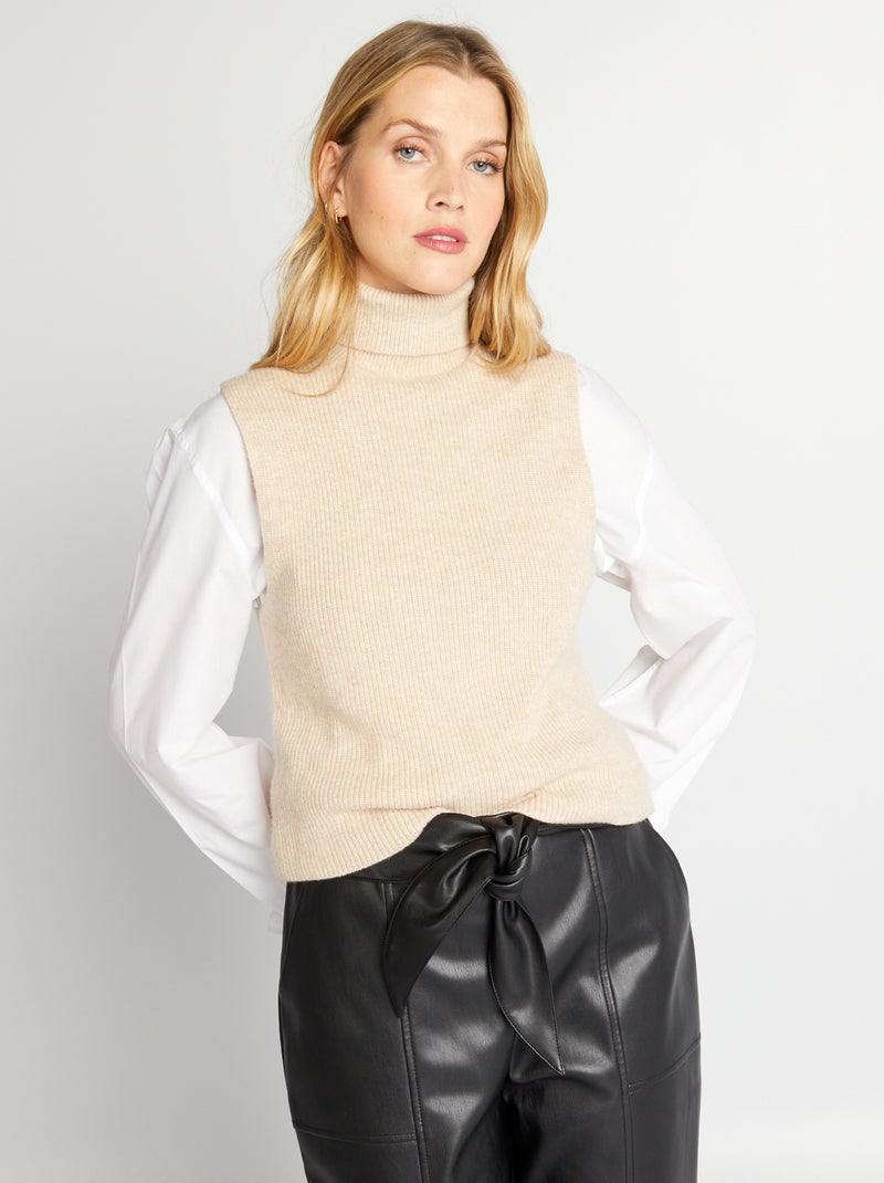 Camisola de gola alta BEGE - Kiabi