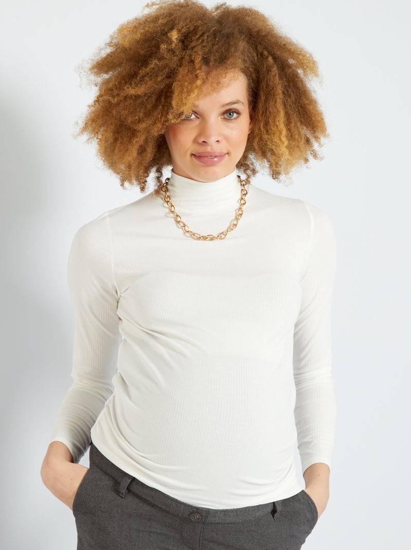 Camisola de gola alta Branco - Kiabi
