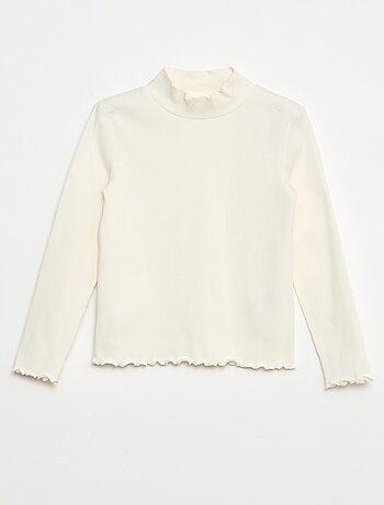 Camisola de gola alta canelada